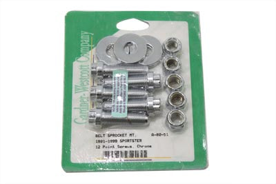 HARLEY Pulley Bolt Kit Chrome fits 1985-1996 FXST, spoke wheel 1986-1996 FLST, spoke wheel