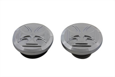 HARLEY Tankdeckel-Set, Maltese Style, belüftet und unbelüftet, aus Billet-Aluminium, passend für 2000–2017 FXST, 2000–2017 FLST,