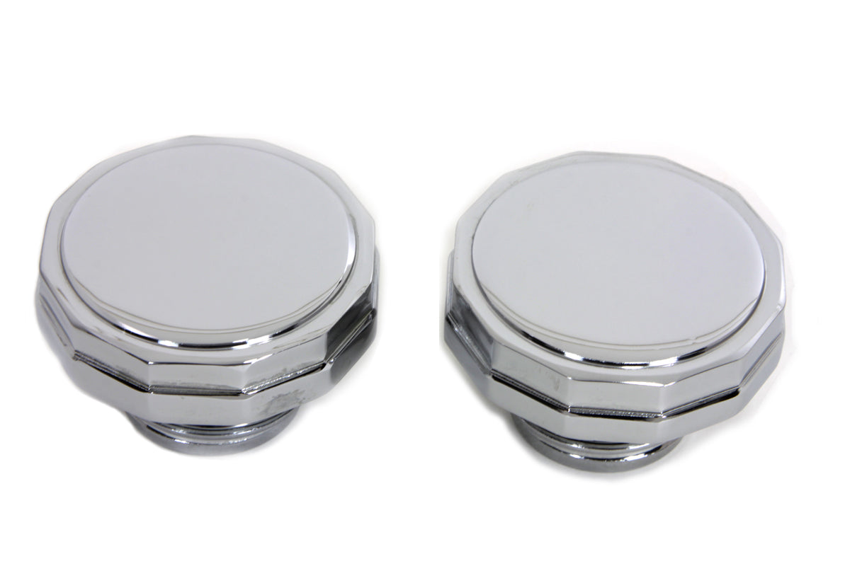 HARLEY Gas Cap Set, verchromt, Sechskant-Stil, belüftet und unbelüftet, passend für 1996–1999 FXST, 1996–1999 FLST,