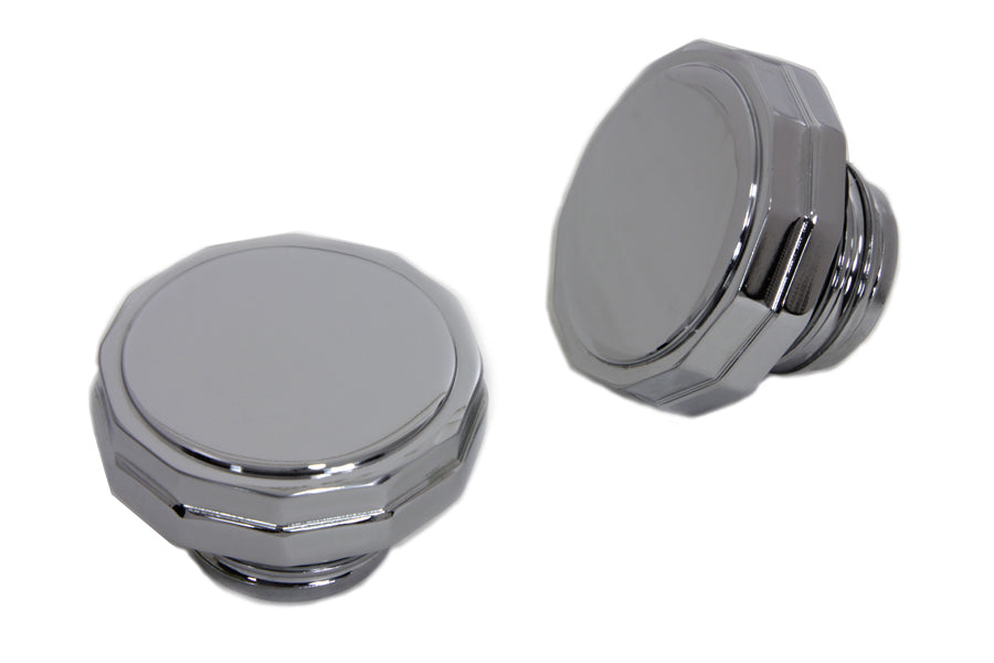 HARLEY Gas Cap Set, verchromt, Sechskant-Stil, belüftet und unbelüftet, passend für 1996–1999 FXST, 1996–1999 FLST,