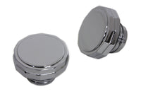 HARLEY Gas Cap Set, verchromt, Sechskant-Stil, belüftet und unbelüftet, passend für 1996–1999 FXST, 1996–1999 FLST,