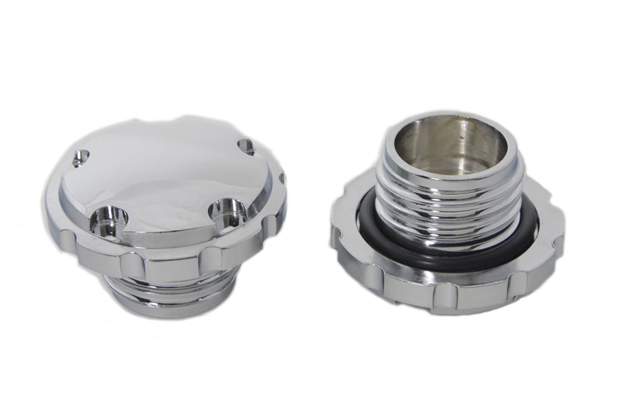 HARLEY Chrom Techno Style belüfteter und unbelüfteter Tankdeckel Satz passend für 1996-1999 FXST, 1996-1999 FLST,