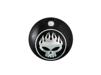 HARLEY Schwarz mit Chromflammen-Totenkopf FLT Tankkonsolenabdeckung Passt für 2008-UP FLT,