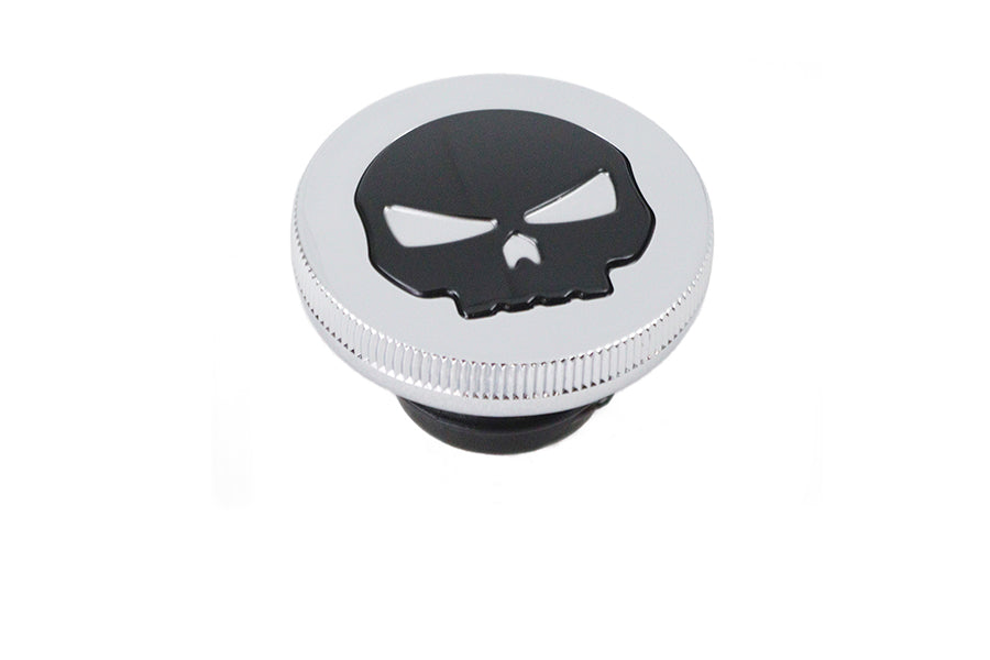 Harley verchromter Totenkopf-Tankdeckel, belüftet, passend für 1984–1995 FL, 1984–1995 FXST, 1984–1995 FLST,