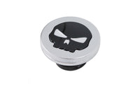Harley verchromter Totenkopf-Tankdeckel, belüftet, passend für 1984–1995 FL, 1984–1995 FXST, 1984–1995 FLST,
