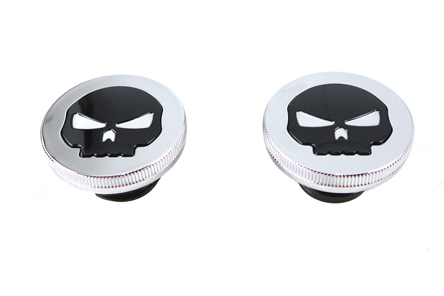 HARLEY Chrom Totenkopf-Stil Belüfteter und unbelüfteter Tankdeckel-Satz Passend für 1984-1995 FL,   1984-1995 FXST,   1