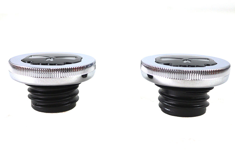 HARLEY Chrom Totenkopf-Stil Belüfteter und unbelüfteter Tankdeckel-Satz Passend für 1984-1995 FL,   1984-1995 FXST,   1