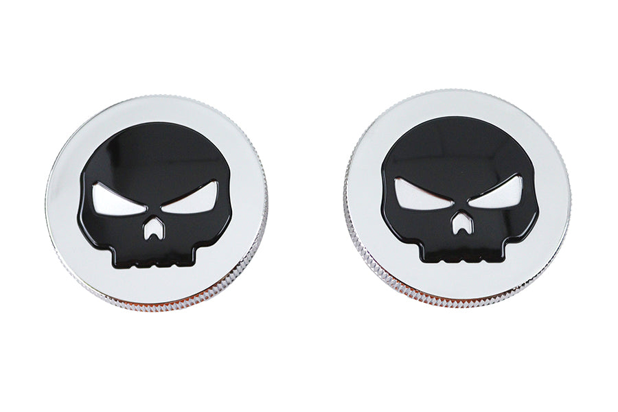 HARLEY Chrom Totenkopf-Stil Belüfteter und unbelüfteter Tankdeckel-Satz Passend für 1984-1995 FL,   1984-1995 FXST,   1