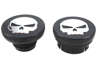 HARLEY Schwarzer Totenkopf-Stil belüfteter und unbelüfteter Tankdeckel-Satz, passend für FXST ab Baujahr 1996, FLST ab Baujahr 1996,