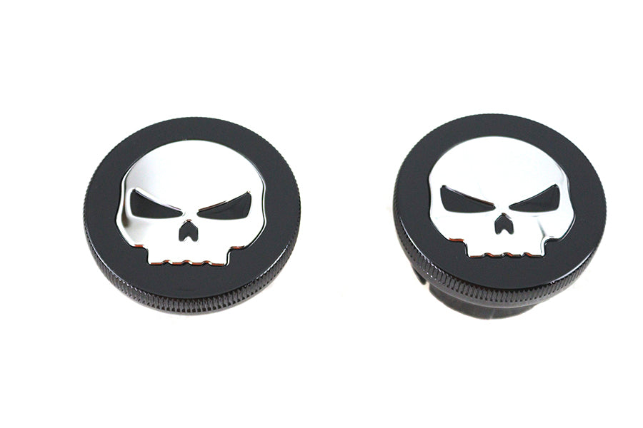 HARLEY Schwarzer Totenkopf-Stil belüfteter und unbelüfteter Tankdeckel-Satz, passend für FXST ab Baujahr 1996, FLST ab Baujahr 1996,