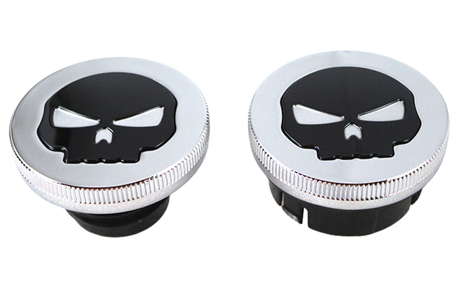 HARLEY Chrome Totenkopf-Stil belüfteter und Dummy-Tankdeckelsatz passend für 1996-UP FXST, 1996-UP FLST, 1996-UP