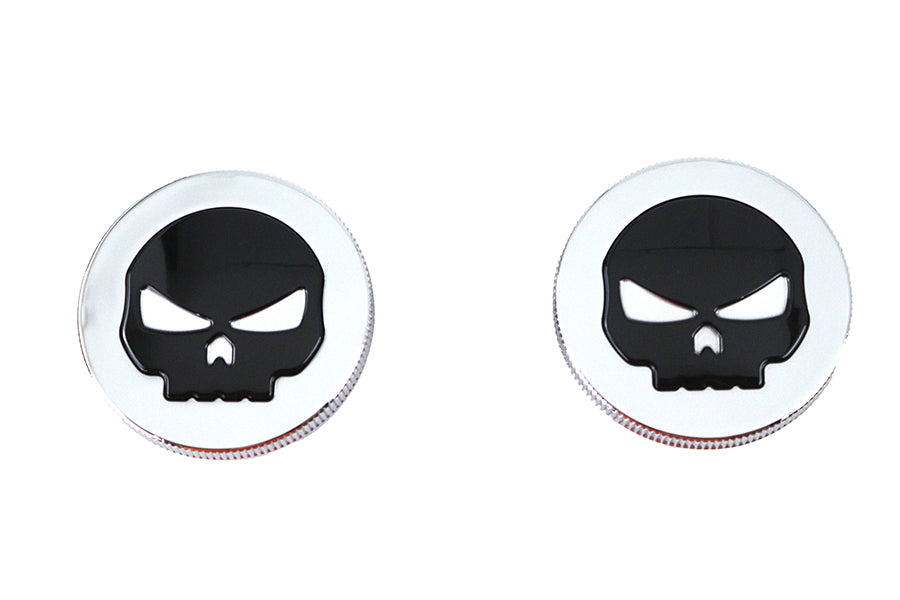 HARLEY Chrome Totenkopf-Stil belüfteter und Dummy-Tankdeckelsatz passend für 1996-UP FXST, 1996-UP FLST, 1996-UP