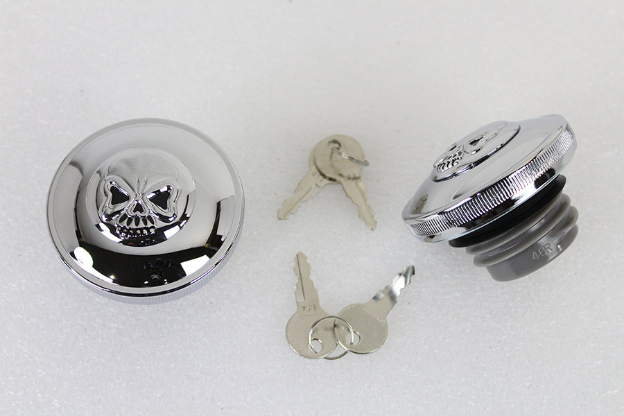 HARLEY Tankdeckel-Set mit Schlüssel, belüftet und unbelüftet, Chrom, passend für 1996-UP FXST,