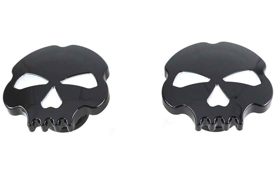 HARLEY Skull Style Gas Cap Set Black fits 1996-1999 FLST,   1996-1999 FXST,