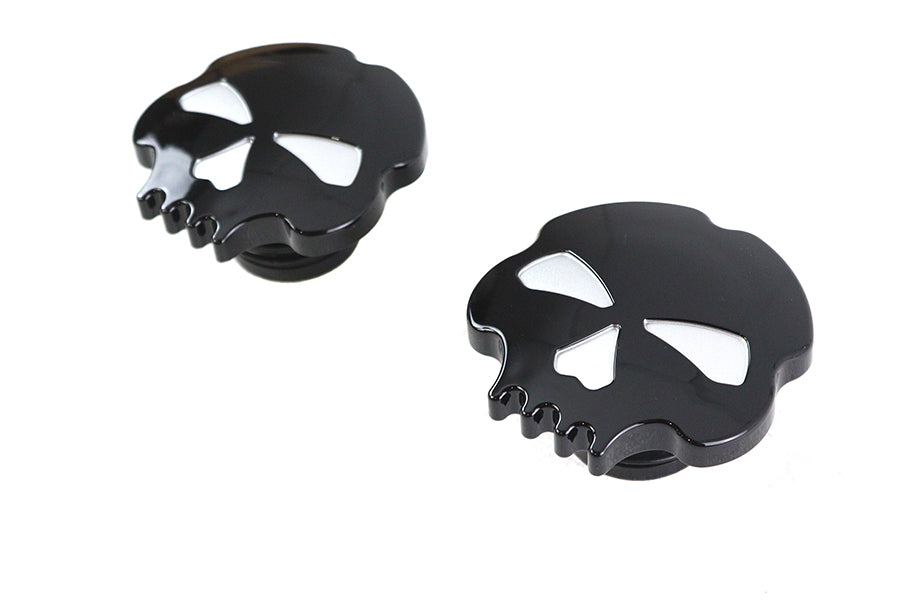 HARLEY Skull Style Gas Cap Set Black fits 1996-1999 FLST,   1996-1999 FXST,