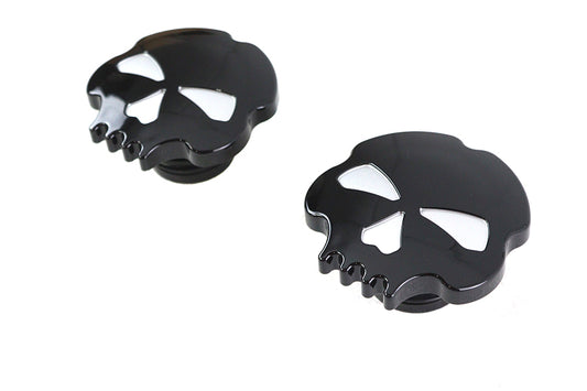 HARLEY Skull Style Gas Cap Set Black fits 1996-1999 FLST,   1996-1999 FXST,