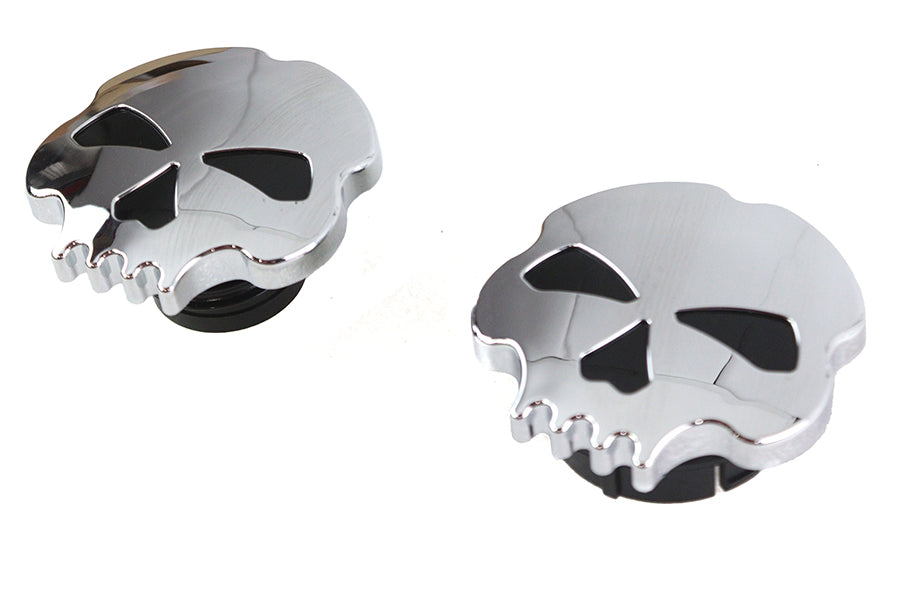 HARLEY Skull Style Gas Cap Set Chrome fits 1999-2017 FLST,   1999-2017 FXST,   1999-2016 FXD,