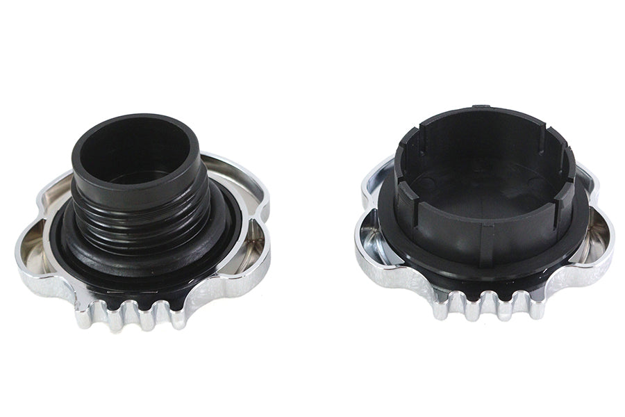 HARLEY Skull Style Gas Cap Set Chrome fits 1999-2017 FLST,   1999-2017 FXST,   1999-2016 FXD,