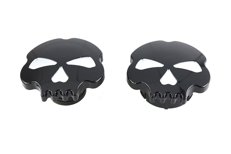 HARLEY Skull Style Gas Cap Set Black fits 1999-2017 FLST,   1999-2017 FXST,   1999-2016 FXD,