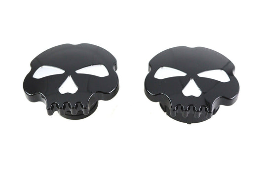 HARLEY Skull Style Gas Cap Set Black fits 1999-2017 FLST,   1999-2017 FXST,   1999-2016 FXD,