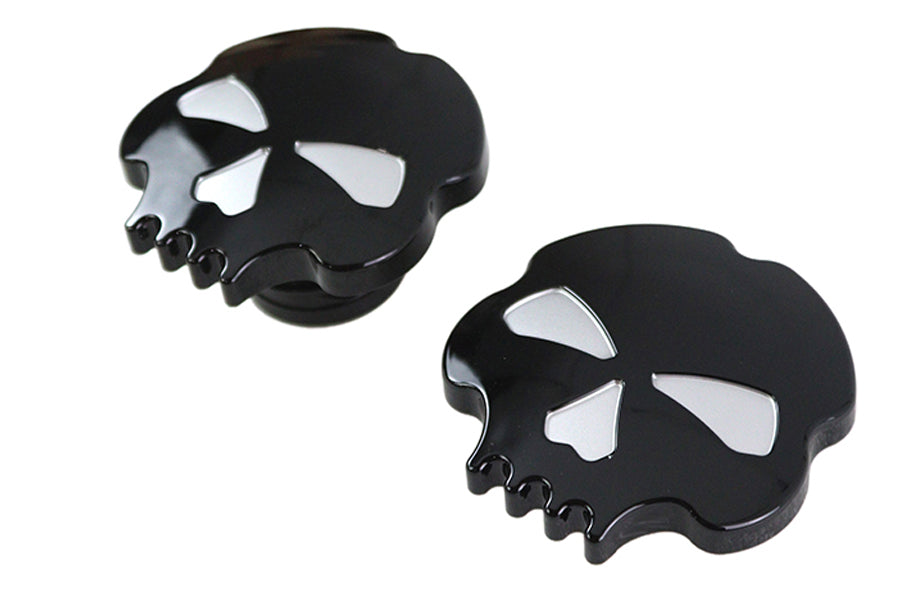 HARLEY Skull Style Gas Cap Set Vented and Non-Vented Black fits 2018-UP FXST,   2018-UP FLST,