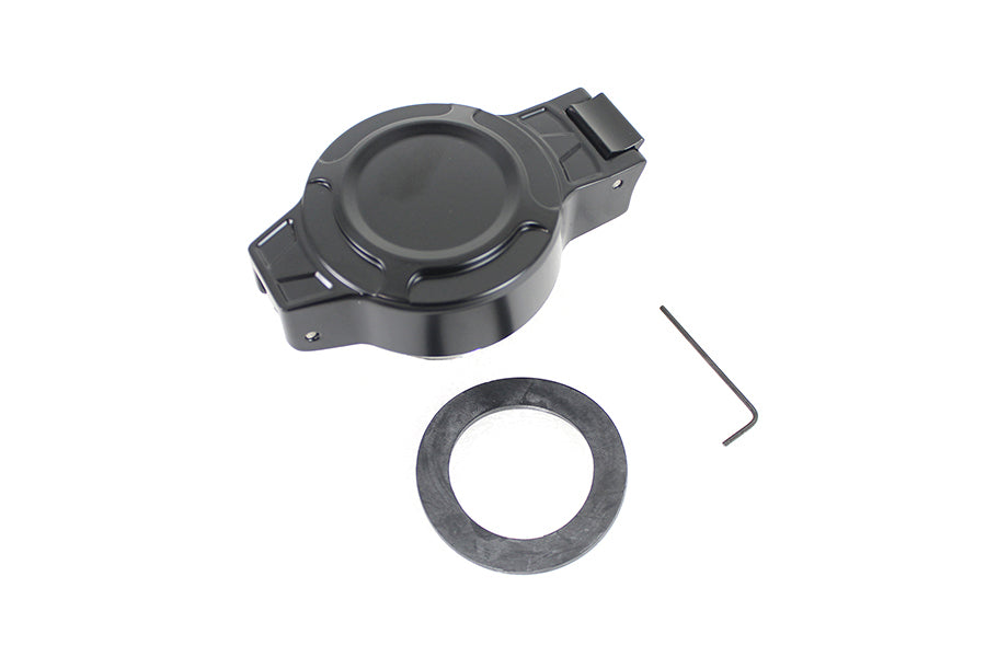 HARLEY Tankdeckel zum Aufklappen, unbelüftet, schwarz, passend für 1996-1999 FLST, 1996-1999 FXST,
