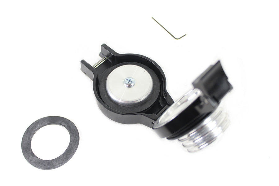 HARLEY Tankdeckel zum Aufklappen, unbelüftet, schwarz, passend für 1996-1999 FLST, 1996-1999 FXST,