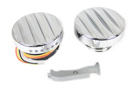 Harley Chrom LED Tankuhr- und Tankdeckel-Set im gerippten Design, passend für 1996-2017 FXST, 1996-2017 FLST,