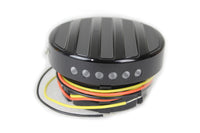 HARLEY Schwarzes LED geripptes Tankanzeigen- und Tankdeckel-Set passend für 1996-2017 FXST, 1996-2017 FLST,