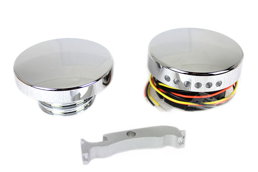 HARLEY Chrom LED Tankanzeige und Tankdeckel-Set, glatt, passend für 1996-2017 FXST, 1996-2017 FLST,