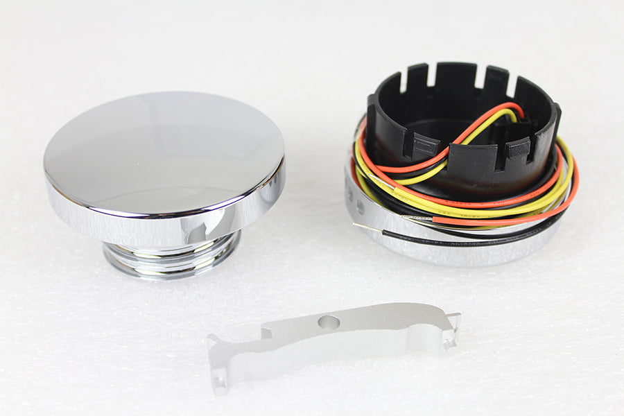 HARLEY Chrom LED Tankanzeige und Tankdeckel-Set, glatt, passend für 1996-2017 FXST, 1996-2017 FLST,