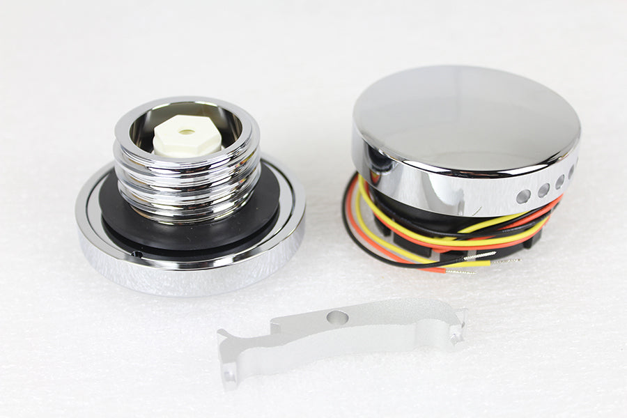 HARLEY Chrom LED Tankanzeige und Tankdeckel-Set, glatt, passend für 1996-2017 FXST, 1996-2017 FLST,