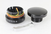 HARLEY Schwarzes LED-Tankuhr- und Tankdeckel-Set, glatte Ausführung, passend für 1996–2017 FXST, 1996–2017 FLST,