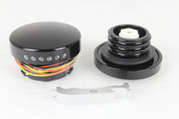 HARLEY Schwarzes LED-Tankuhr- und Tankdeckel-Set, glatte Ausführung, passend für 1996–2017 FXST, 1996–2017 FLST,