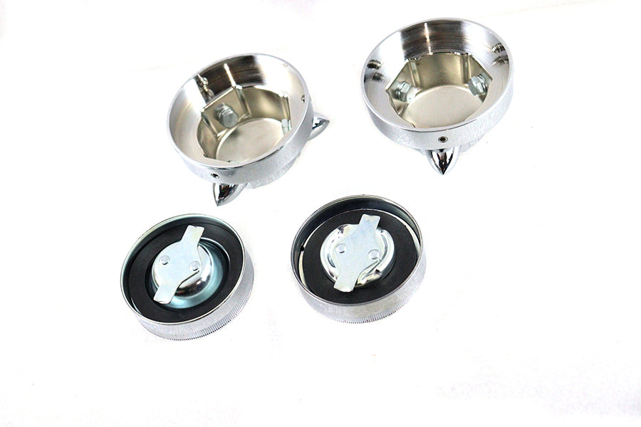 HARLEY Krommet Tankdeckel-Set passend für 1965-1982 FL,