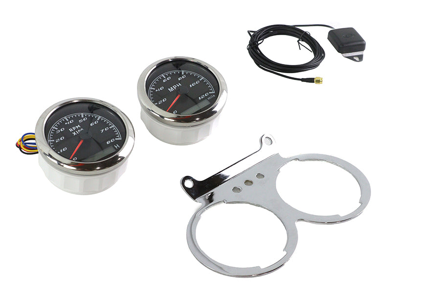 HARLEY 85mm GPS Tacho- und Drehzahlmesser-Kit Chrom Passend für 1991-2007 FXD, 1988-UP XL, 1991-2007