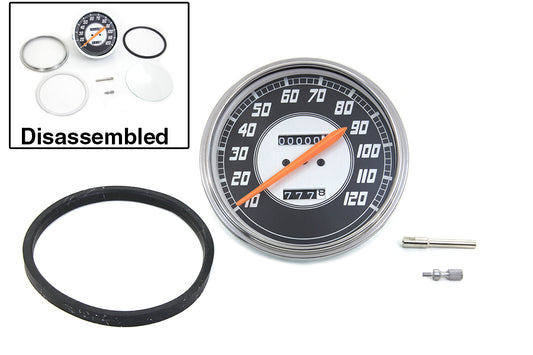 HARLEY Replica 2:1 Speedometer with Orange Needle fits 1941-1961 FL,   1936-1940 EL,   1936-1952 WL,   1938-1948 UL,