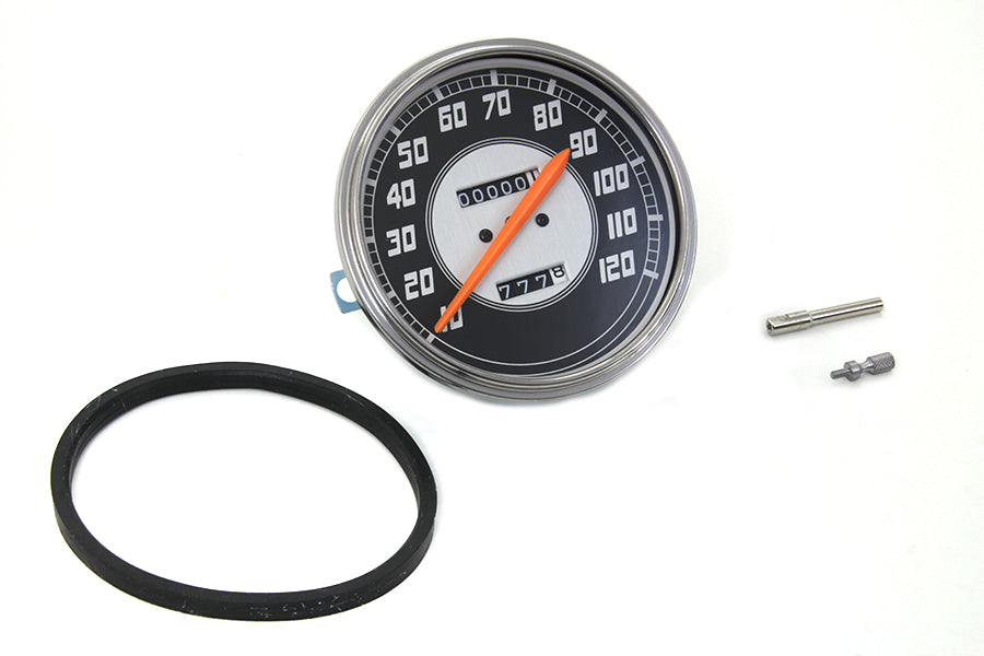 HARLEY Replica 2:1 Speedometer with Orange Needle fits 1941-1961 FL,   1936-1940 EL,   1936-1952 WL,   1938-1948 UL,