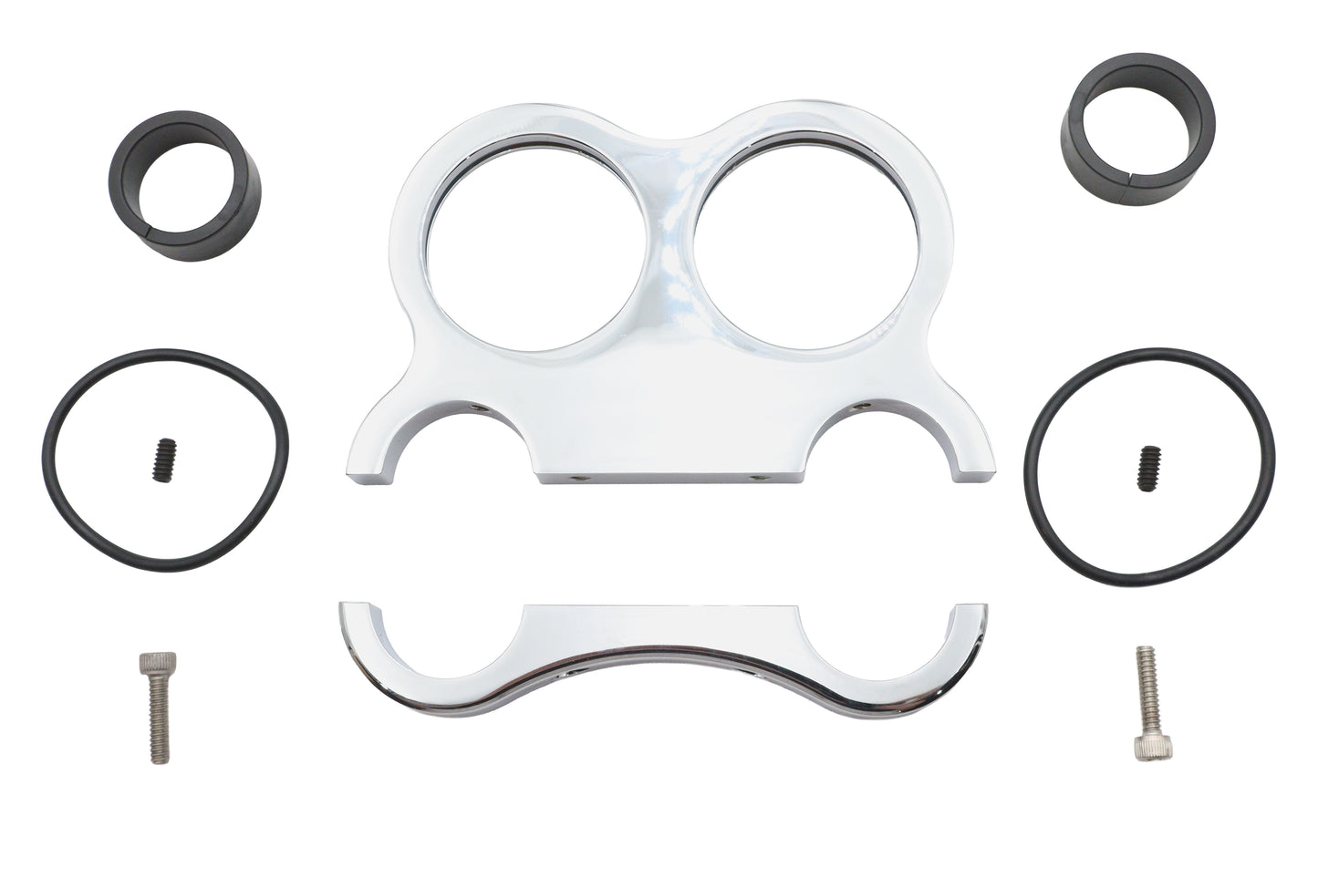 HARLEY Chrom Billet 48mm Doppel-Instrumentenhalterung Passend für 0- Zoll Custom, Anwendung 1 oder 1-1/4" Lenker"