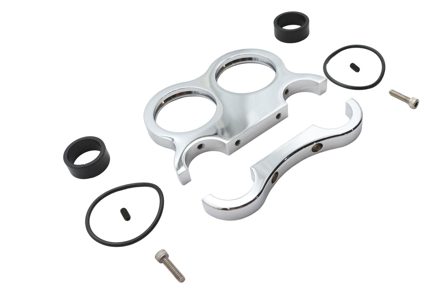 HARLEY Chrom Billet 48mm Doppel-Instrumentenhalterung Passend für 0- Zoll Custom, Anwendung 1 oder 1-1/4" Lenker"