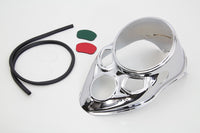 HARLEY Chrom-Totenkopf-Armaturenbrettblende mit roter Linse, passend für 1937-1937 EL, 1937-1937 UL, 1937-1937 WL,