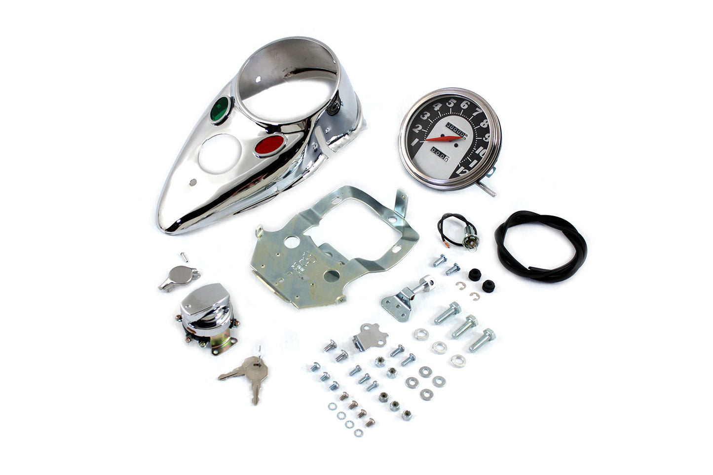 HARLEY Chrome Cateye Armaturenbrett-Kit mit 1:1 Übersetzungsverhältnis-Tachometer passend für 1968-1984 FL,