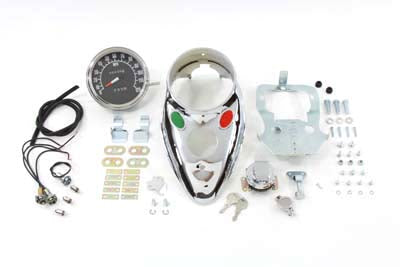 HARLEY Chrom Cateye Armaturenbrett-Kit mit 1:1 Tacho passend für 1968-1984 FL,