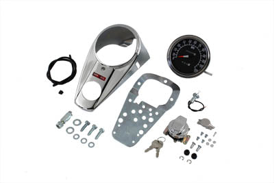 HARLEY Chrom Armaturenbrett-Kit mit zwei Leuchten und Tachometer im 1:1-Verhältnis, passend für 1984-1995 FXST, 1968-1984 F