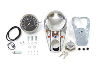 HARLEY Chrom-Armaturenbrett-Kit mit drei Leuchten und Tachometer im Verhältnis 2:1, passend für FL 1948–1967, F 1980–1983