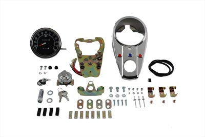 HARLEY Chrom-Drei-Licht-Armaturenbrett-Kit mit 2:1-Verhältnis-Tachometer passend für 1948-1967 FL, 1980-1983 F