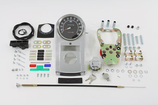 ハーレー用 クロームキャストダッシュパネルキット 1:1レシオスピードメーター付き 1968-1984 FLH適合