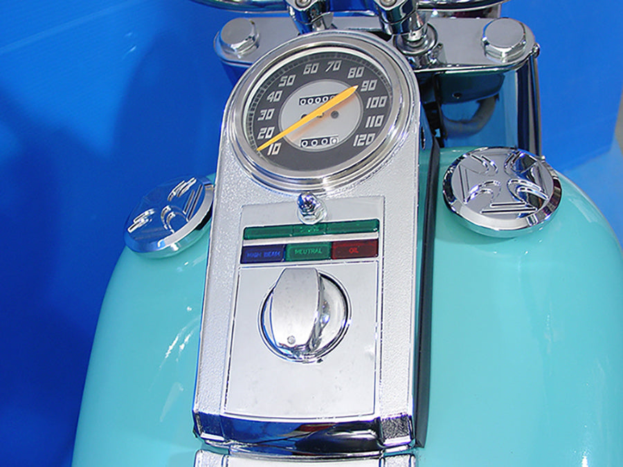 HARLEY Chrom-Guss-Armaturenbrett-Kit mit Tachometer im Verhältnis 1:1, passend für 1968–1984 FLH,