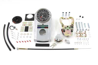 HARLEY Chrom-Armaturenbrett-Kit mit 2:1 Verhältnis-Tachometer passend für 1948–1967 FL,