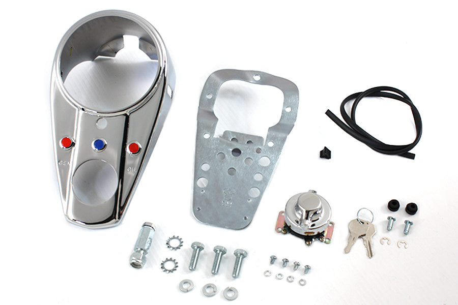 HARLEY Chrom-Armaturenbrett-Kit mit drei Leuchten, passend für 1941-1984 FL, 1980-1984 FX, 1985-1986 FX, 1984-1
